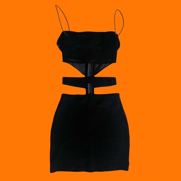 Tiger Mist Dresses & Skirts - Tiger Mist Black Dress Candice Velvet Bandage Cut Out Mini XS NWT